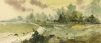 Arif Ansari, 10 x 22 Inch, Water Color on Paper, Landscape Painting, AC-AA-063